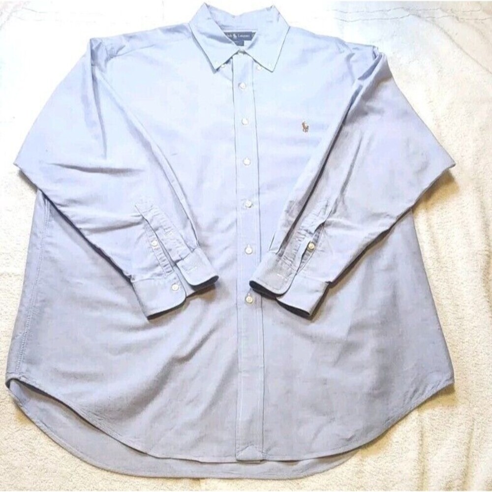 Ralph Lauren Shirt Mens 17 33 Yarmouth Button Dress Shirt Blue‎ Long Sleeve